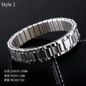 Italian Charms Stainless Steel Bracelet Metal Chain Elasticity Couple Jewelry