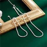 Italian Real S925 Sterling Silver Clavicle Chain Necklaces Sparkling Flash