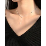 Italian Real S925 Sterling Silver Clavicle Chain Necklaces Sparkling Flash
