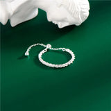Italian Real S925 Sterling Silver Clavicle Chain Necklaces Sparkling Flash