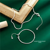 Italian Real S925 Sterling Silver Clavicle Chain Necklaces Sparkling Flash