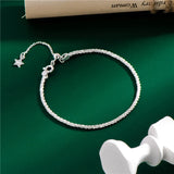 Italian Real S925 Sterling Silver Clavicle Chain Necklaces Sparkling Flash