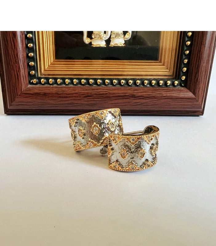 Italian Vintage Court Niche Earrings Hollow Geometry Fine Jewelry