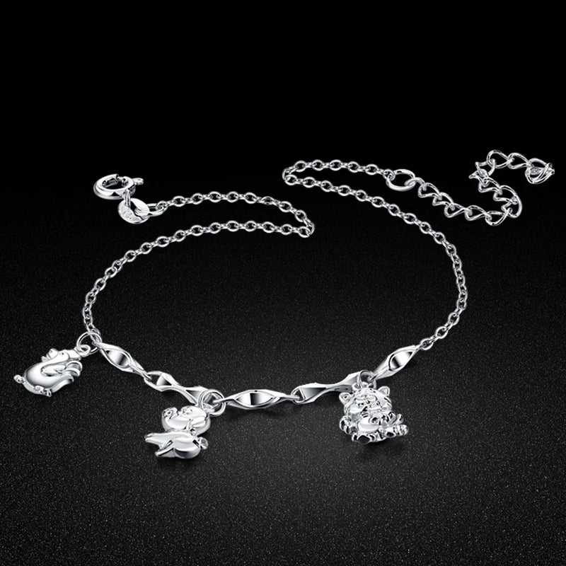 925 Sterling Silver Anklet Charm Bracelet Beach Accessory