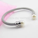 Pearl Jewelry Twisted Chain Women's Bracelets Stainless Steel Bangles