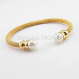 Pearl Jewelry Twisted Chain Women's Bracelets Stainless Steel Bangles