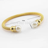 Pearl Jewelry Twisted Chain Women's Bracelets Stainless Steel Bangles