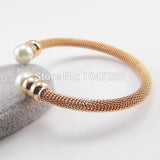 Pearl Jewelry Twisted Chain Women's Bracelets Stainless Steel Bangles