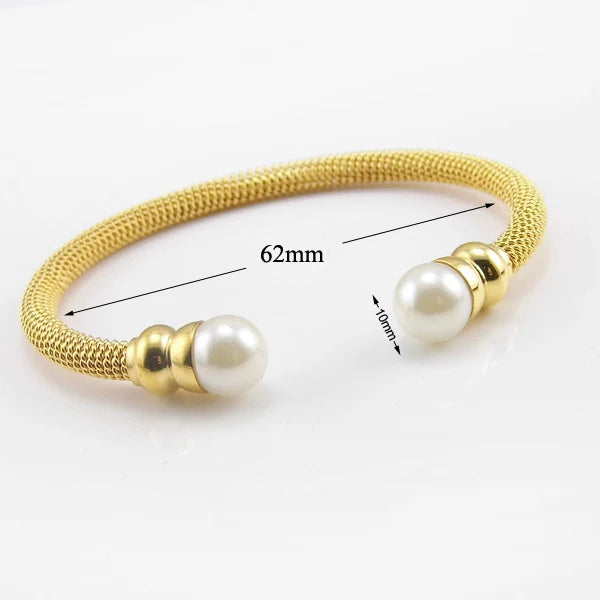 Pearl Jewelry Twisted Chain Women's Bracelets Stainless Steel Bangles