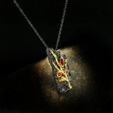Natural Garnet Pendant Necklace Two Tone Gothic Branch Chains