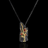 Natural Garnet Pendant Necklace Two Tone Gothic Branch Chains