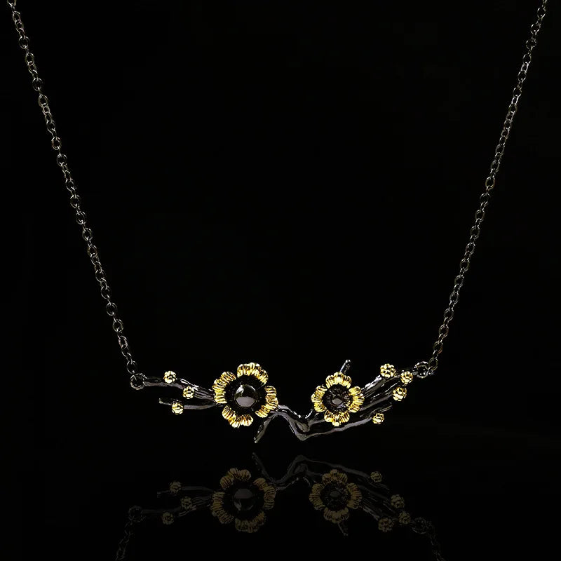 Delicate Flower Pendant Necklace Plum Blossom Choker