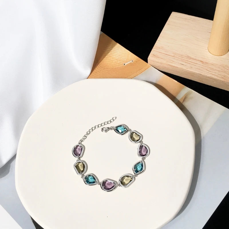 925 Silver Gemstone Bracelet Women's Style