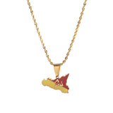 Sicily Map Flag Pendant Necklaces Italian Jewelry