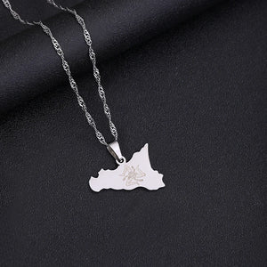 Sicily Map Flag Pendant Necklace / Sicilia Party Jewelry