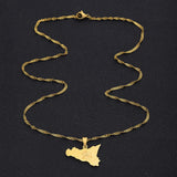 Sicily Map Flag Pendant Necklace / Sicilia Party Jewelry