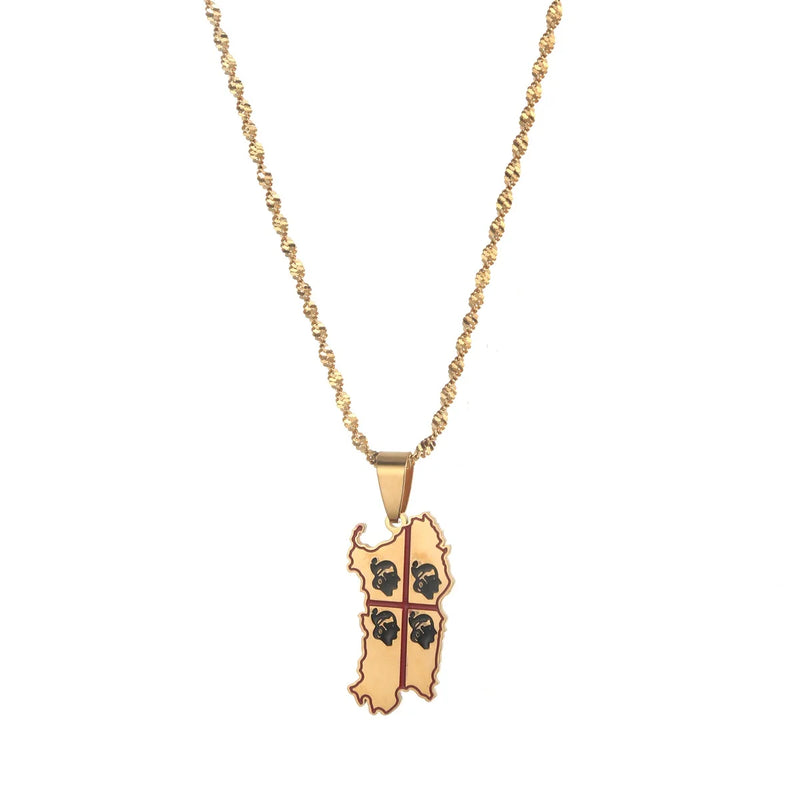 Sardinia Map Pendant Necklace Italian Maps Jewelry