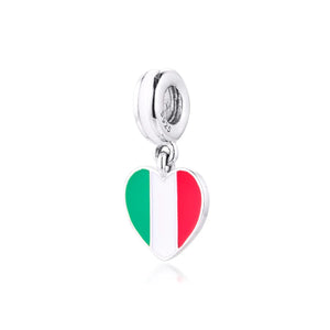 Heart Flag Charm 925 Silver Beads for Bracelet DIY Jewelry Women Gift