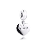 Heart Flag Charm 925 Silver Beads for Bracelet DIY Jewelry Women Gift