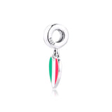 Heart Flag Charm 925 Silver Beads for Bracelet DIY Jewelry Women Gift
