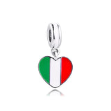 Heart Flag Charm 925 Silver Beads for Bracelet DIY Jewelry Women Gift