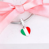 Heart Flag Charm 925 Silver Beads for Bracelet DIY Jewelry Women Gift