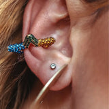 Rainbow Star Earcuffs Earring For Women Colorful Multi-Hoop Rhinestone Ear Cuff