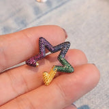 Rainbow Star Earcuffs Earring For Women Colorful Multi-Hoop Rhinestone Ear Cuff