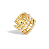 Itenice Multilayer Earcuff Pearl Rhinestone Ear Cuff Punk Rock Star