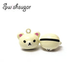 Ivory Enamel Bear Head Cartoon Bell Craft Copper Bell Charms Pendant