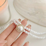 Ivory Pearl Necklace Pendant Chain Silver Plating Jewelry