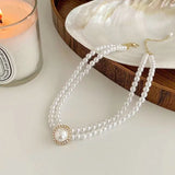 Ivory Pearl Necklace Pendant Chain Silver Plating Jewelry