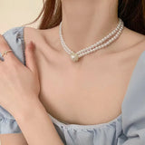Ivory Pearl Necklace Pendant Chain Silver Plating Jewelry