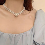 Ivory Pearl Necklace Pendant Chain Silver Plating Jewelry