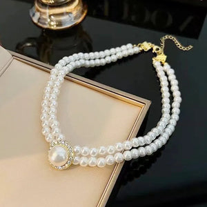 Ivory Pearl Necklace Pendant Chain Silver Plating Jewelry