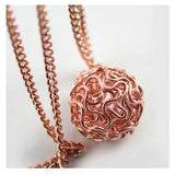 Pink Golden Hollow Ball Pendant Women Necklace