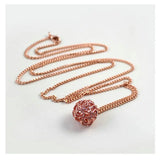 Pink Golden Hollow Ball Pendant Women Necklace