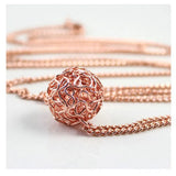 Pink Golden Hollow Ball Pendant Women Necklace