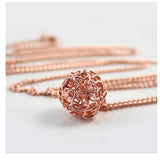 Pink Golden Hollow Ball Pendant Women Necklace
