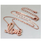 BIGBING Pink Golden Love Pendant Necklace Women Chains Jewelry