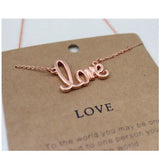 BIGBING Pink Golden Love Pendant Necklace Women Chains Jewelry