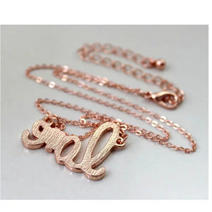 BIGBING Pink Golden Love Pendant Necklace Women Chains Jewelry