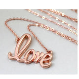 BIGBING Pink Golden Love Pendant Necklace Women Chains Jewelry