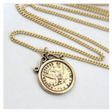J042 Golden Eagle Coin Pendant Necklace for Women