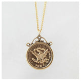 J042 Golden Eagle Coin Pendant Necklace for Women