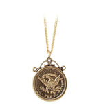 J042 Golden Eagle Coin Pendant Necklace for Women