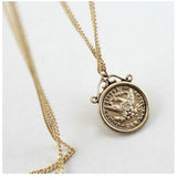 J042 Golden Eagle Coin Pendant Necklace for Women