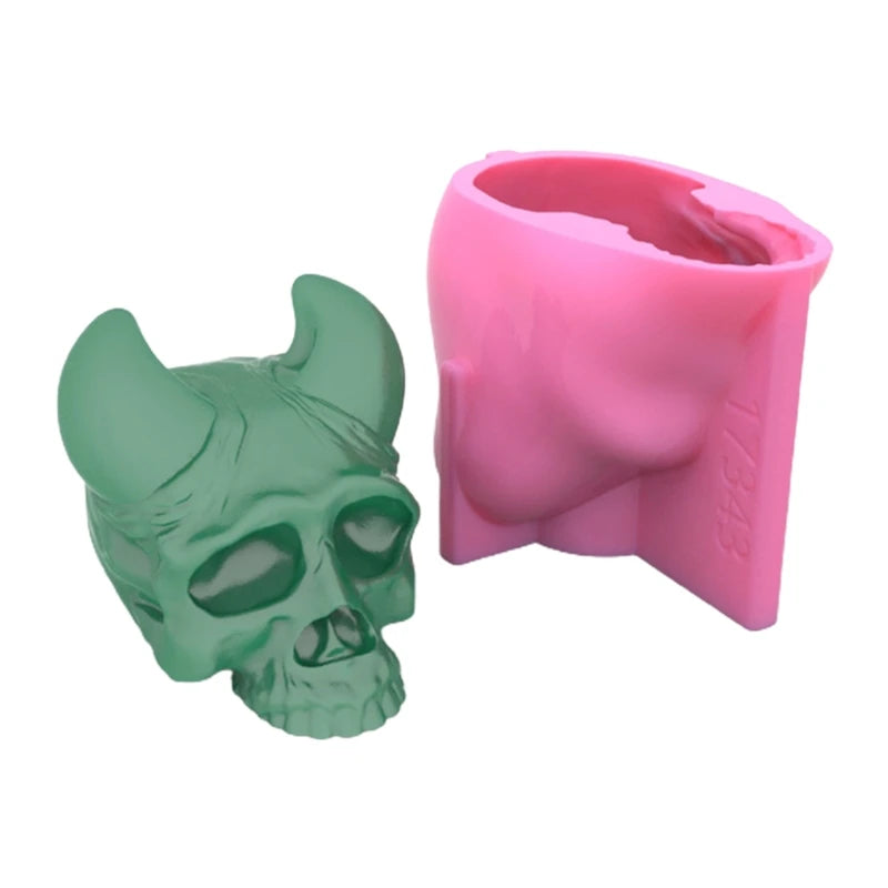 Devil Horns Skull Silicone Mold Keychain Resin Epoxy Craft Polymer Clay DIY