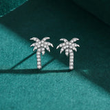 925 Silver Coconut Palm Stud Earrings - Creative Women's Jewelry
