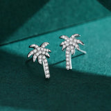 925 Silver Coconut Palm Stud Earrings - Creative Women's Jewelry